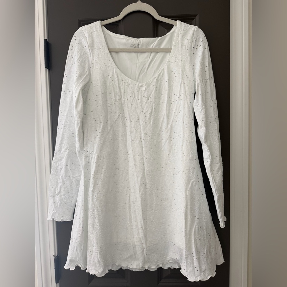 Aerie White Long-Sleeve Eyelet Skort